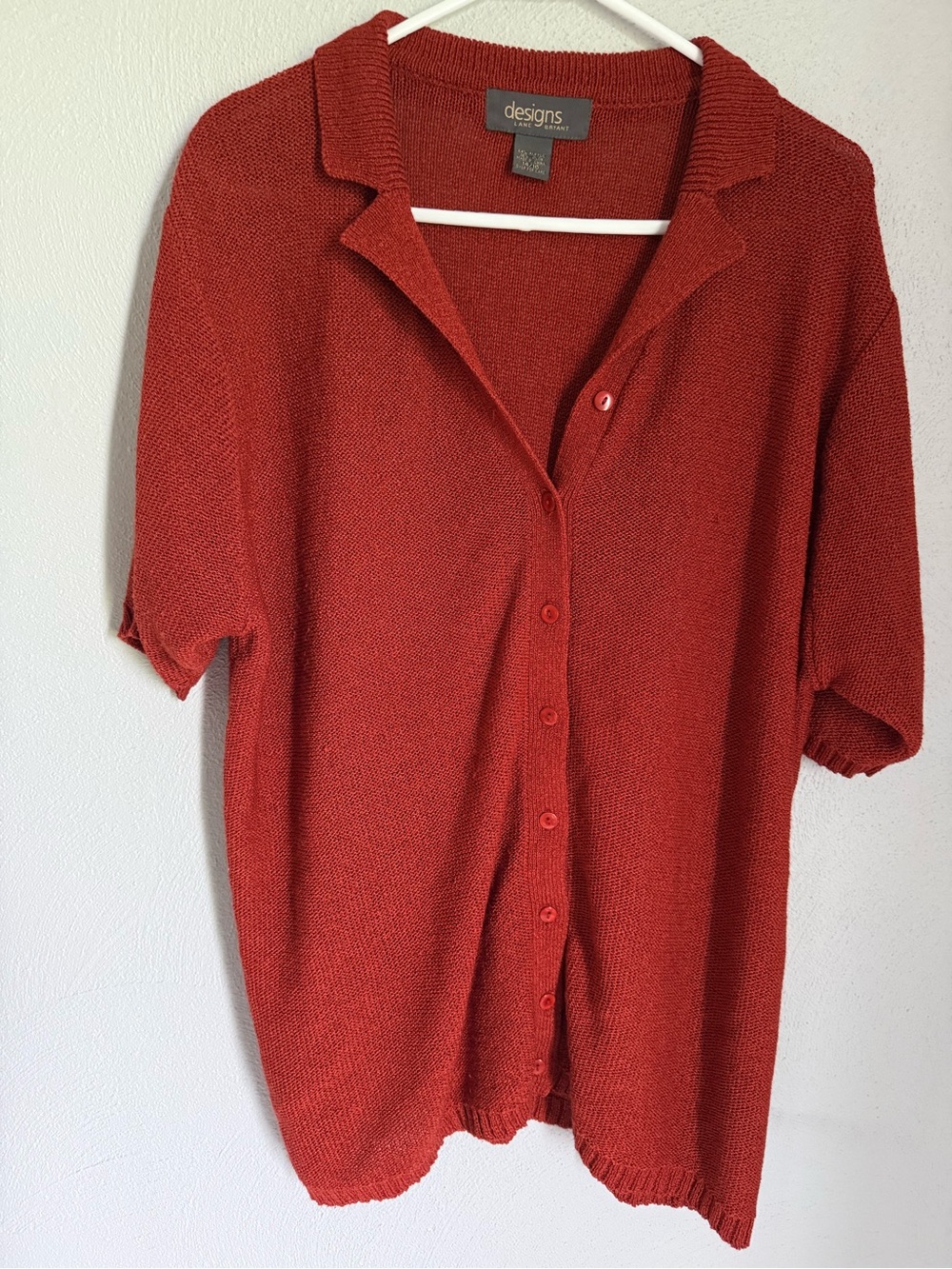 Lane Bryant Designs Short Sleeve Sweater Top in Rust